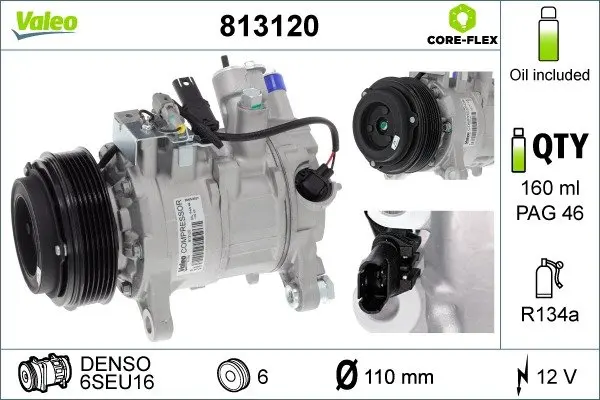 Компресор кондиціонера BMW 3 (E90/E91)/X1 (E84) 2.0 07-15 Valeo 813120 (фото 1)