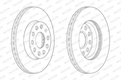 Диск гальмівний передн лів/прав AUDI A3 SEAT LEON, LEON SC, LEON ST SKODA OCTAVIA II, OCTAVIA III VW GOLF ALLTRACK VII, GOLF SPORTSVAN VII, GOLF VII 1.0-2.0D 02.04-03.21 FERODO DDF2400C1