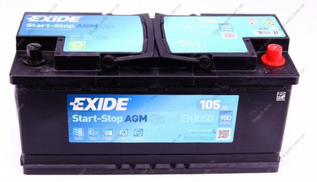 Стартерная аккумуляторная батарея, Стартерная аккумуляторная батарея EXIDE EK1050