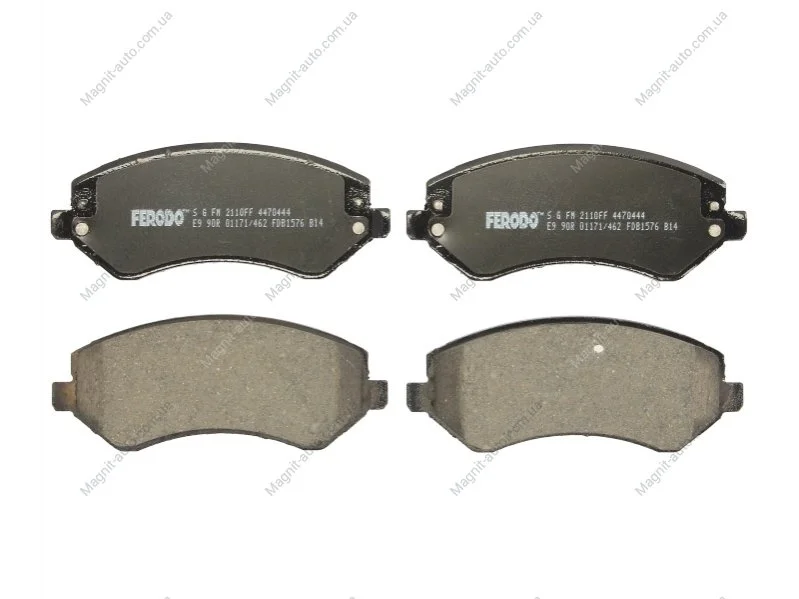 Комплект гальмівних колодок переднього., CHRYSLER VOYAGER III, VOYAGER IV DODGE CARAVAN JEEP CHEROKEE 2.0-3.8 01.95-12.08 FERODO FDB1576 (фото 1)