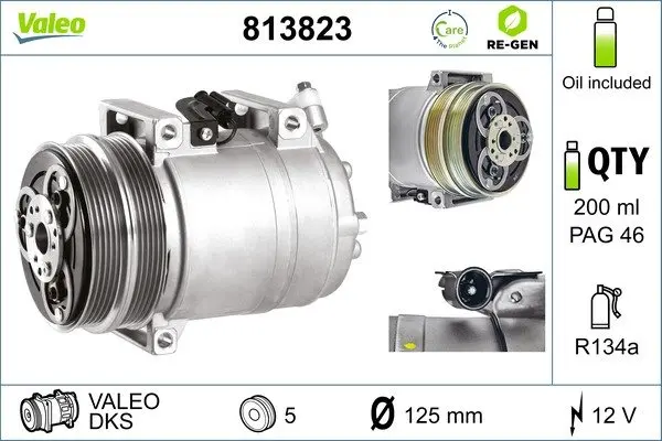 Компресор кондиціонера FOCUS 1.4-2.5 04-12 RE-GEN Valeo 813823 (фото 1)