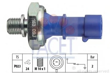 Датчик тиску оливи Fiat 500/Doblo/Panda/Punto 1.2-2.2 06- FACET 7.0163