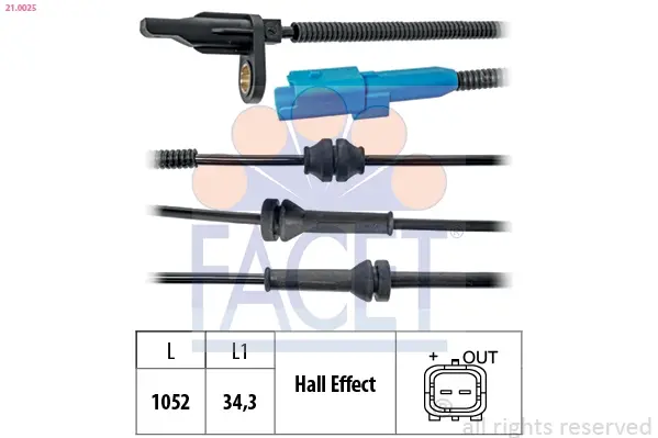 Датчик ABS FACET 21.0025 (фото 1)