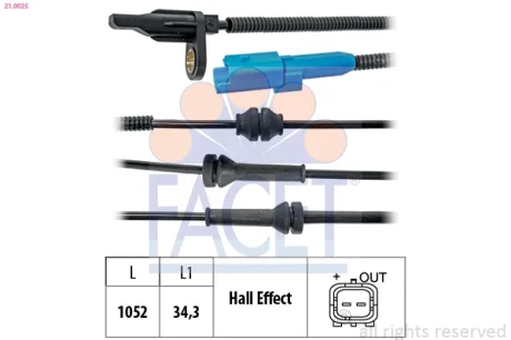 Датчик ABS FACET 21.0025