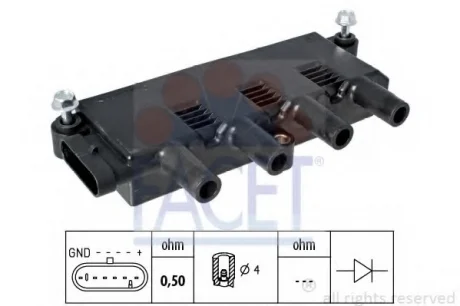Катушка зажигания Fiat 500/Panda/Grande Punto/Punto 1.2/1.4 FACET 9.6323