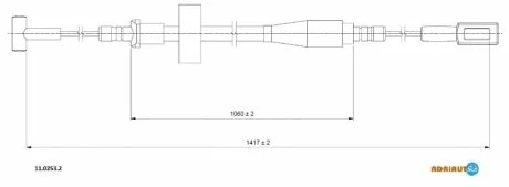 Трос ручного тормоза задн. лев./P (1417mm/1060mm) IVECO DAILY IV 2.3D 05.06-08.11 ADRIAUTO 1102532