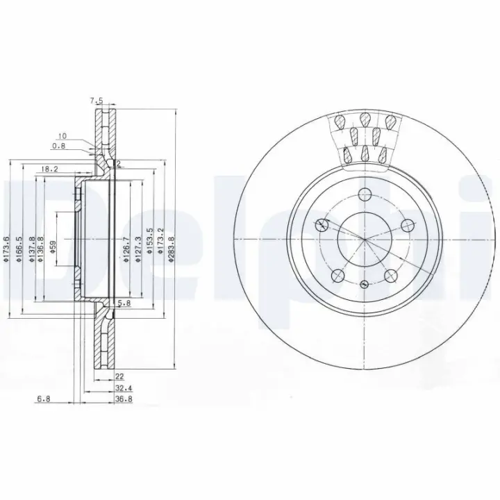 TARCZA HAM./PRZ/ ALFAROMEO,FIAT,LANCIA,O 147,156,164,CROMA,DOBLO,COMBO 87- DELPHI Delphi BG2512C (фото 1)