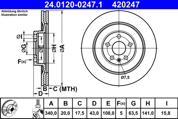 TARCZA HAM 24.0120-0247.1 VOLVO XC90 II 2.0, 2.0D, 2.0H 14- TYг ATE 24012002471 (фото 1)