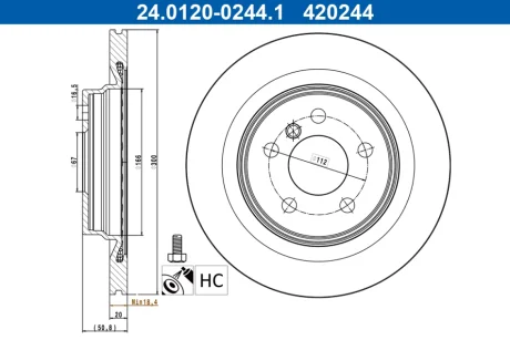 TARCZA HAM 24.0120-0244.1 BMW F45 225 XE ACTIVE TOURER 14- TYг ATE 24012002441