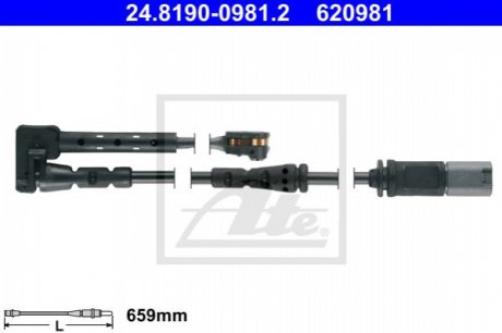 Датчик зносу гальмівних колодок ATE 24819009812