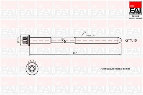 Комплект болтов головки цилидра FAI AUTOPARTS Fischer Automotive One (FA1) B1018