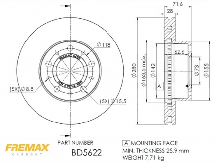 Тормозной диск FREMAX BD5622