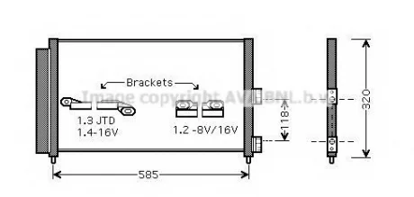 Радиатор кондиционера FIAT DOBLO (119, 223) (01-) 1.9 JTD (пр-во AVA) AVA COOLING FT5289D