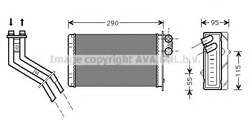Радиатор отопителя RENAULT SCENIC I (96-) (пр-во AVA) AVA COOLING RT6227 (фото 1)