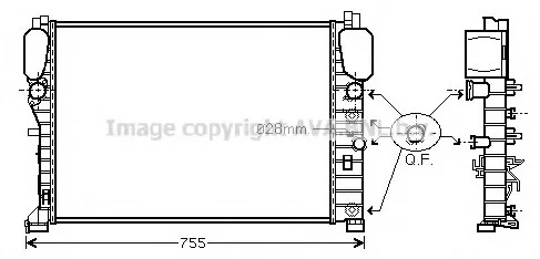 Радіатор охолодження двигуна MB E211 200 komp 220-270 CDI MT/AT AC+/- AVA AVA COOLING MSA2394 (фото 1)