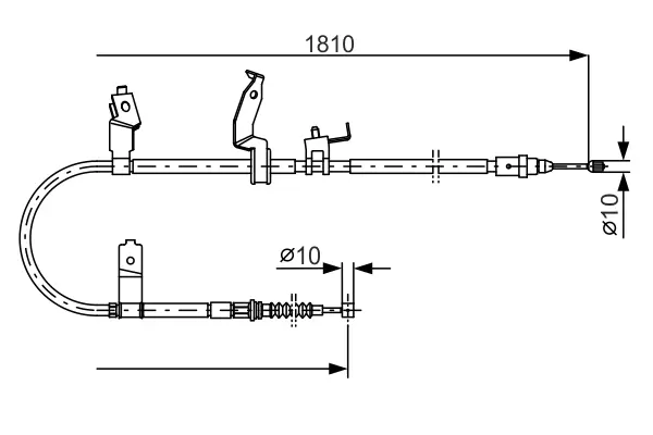 Гальмівний трос (ручник) 1810mm MAZDA 5 \'\'RH \'\'1,8-2,0 \'\'05-10 BOSCH 1987482052 (фото 1)