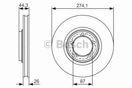 Тормозной диск HYUNDAI H-1 F''2,5D''00>> PR2 BOSCH 0986479S79