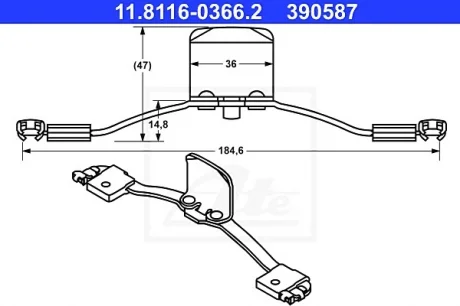 Монтажний набір гальмівних колодок передн VOLVO S60 I, S80 I, XC70 I, XC90 I 2.0-4.4 11.97-12.14 ATE 11.8116-0366.2