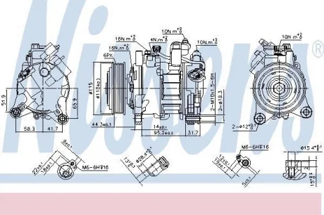 Kompresor klimatyzacji BMW 1 (F20), 1 (F21), 2 (F22, F87), 2 (F23), 3 (F30, F80), 3 (F31), 3 GRAN TURISMO (F34), 4 (F32, F82), 4 GRAN COUPE (F36) 1.6D-3.0D 12.10- NISSENS 890397