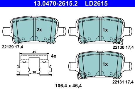 KLOCKI HAM CERAMIC OPEL ASTRA K 1.0T 15-, 1.4T 15- TYг ATE 13.0470-2615.2