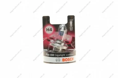 Лампа H4 60/55W 12V Gigalight Plus 150 блистер - кратн. 10 шт BOSCH 1987301136