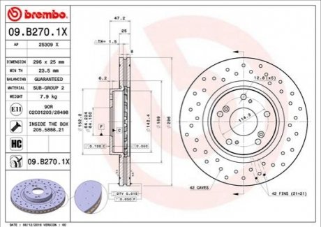 Гальмівні диски BREMBO 09.B270.1X (фото 1)