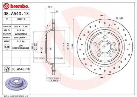 TARCZA HAMULC. FORD MONDEO 07- TYЈ BREMBO 08.A540.1X