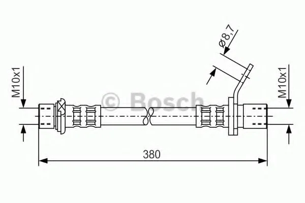 Тормозной шланг 380mm TOYOTA Avensis RR '1,6-2,0'97-03 BOSCH 1987476162 (фото 1)