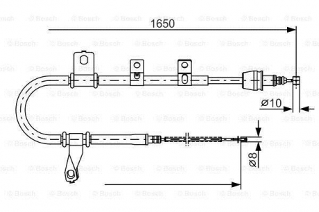 Гальмівний трос 1650mm HYUNDAI Matrix \'\'RL \'\'01-10 BOSCH 1987482074 (фото 1)