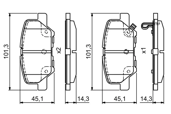 Гальмівні колодки дискові CITROEN/MAZDA/MITSUBISHI C4/6/Outlander "R "10>> BOSCH 0986495381 (фото 1)
