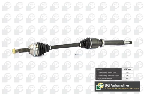 Полуось Ford Transit 06-12 2.2TDCi (28/36) 1057mm Пр. BGA DS2351RA