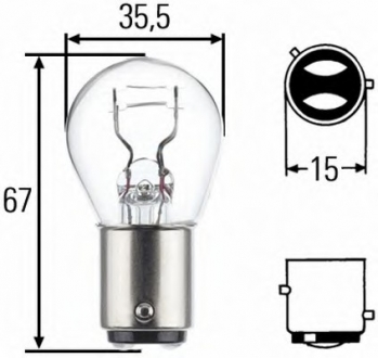 Лампа накаливания, фонарь указателя поворота, Лампа накаливания, фонарь указателя поворота HELLA 8GD004772123 (фото 1)