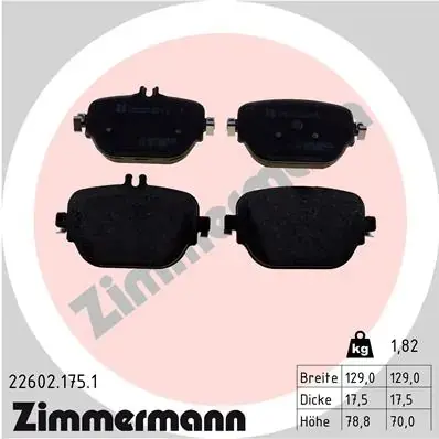 Колодки тормозные дисковые (комплект 4 шт.) ZIMMERMANN 226021751 (фото 1)