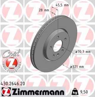 TARCZA HAMULC. OPEL INSIGNIA B 17- PRZУD ZIMMERMANN 430264620