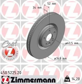 TARCZA HAMULC. RANGE ROVER EVOQUE 11- ZIMMERMANN 450522520