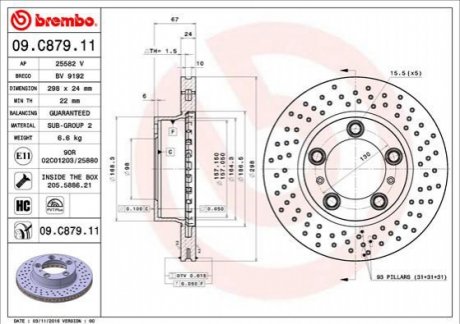 TARCZA HAMULC. PORSCHE BOXSTER 04-09 PRZУD BREMBO 09C87911