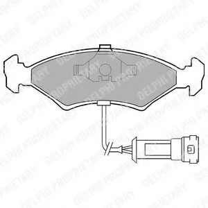 Комплект гальмівних колодок переднього., FORD ESCORT III, ESCORT IV, ESCORT IV EXPRESS, ESCORT V, ESCORT VI, FIESTA, FIESTA I, FIESTA II, FIESTA III, FIESTA IV, KA, ORION I 1.0-2.9 09.80-11.08 Delphi LP255