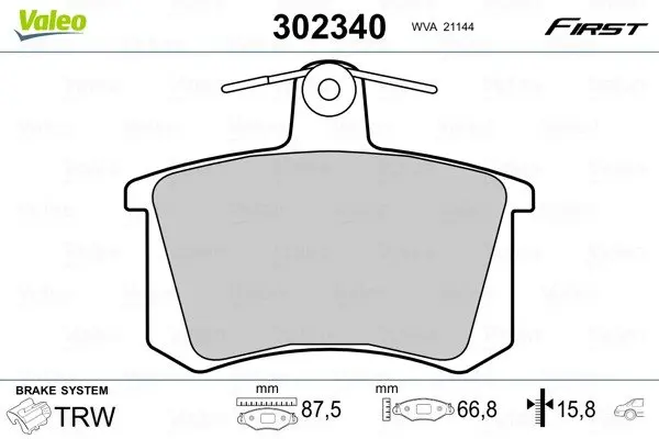 Тормозные колодки First AUDI 100/200/80/90/A4/A6 "R "77>> Valeo 302340 (фото 1)