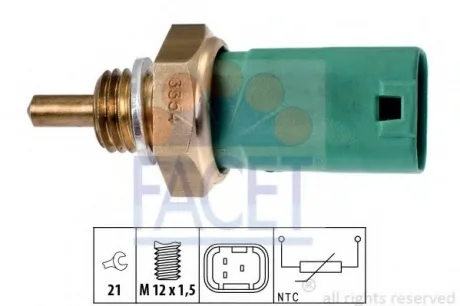 Датчик температури охолоджуючої рідини Clio (05-)/Modus (04-) 1.2 16V Facet FACET 7.3354