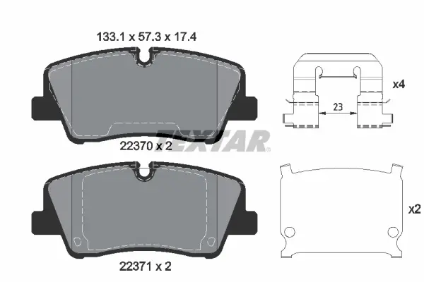 Комплект тормозных колодок задн., HYUNDAI H350 2.5D 04.15- TEXTAR 2237001 (фото 1)