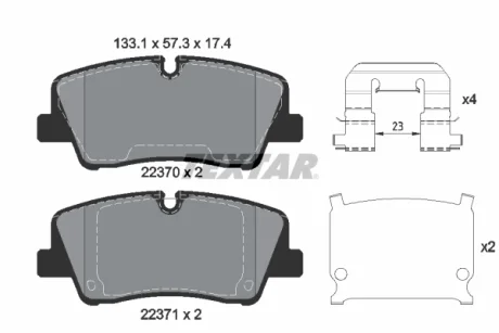Комплект тормозных колодок задн., HYUNDAI H350 2.5D 04.15- TEXTAR 2237001