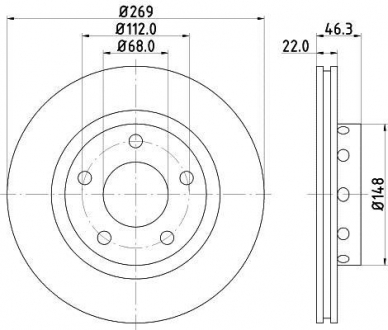 Tarcza hamulcowa 50265PRO_HC HELLA 8DD 355 127-431