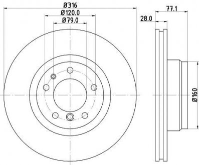 Tarcza hamulcowa 50429PRO_HC HELLA 8DD 355 127-161