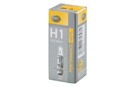 Лампа накаливания H1 12V 55W P14,5s, +60% HELLA 8GH 223 498-211