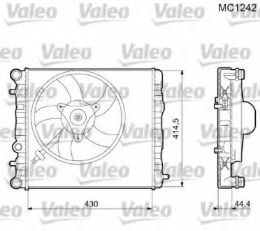 Радіатор двигуна SEAT CORDOBA, IBIZA III, IBIZA IV, IBIZA IV SC, IBIZA IV ST, TOLEDO IV SKODA FABIA I, FABIA I PRAKTIK, FABIA II, FABIA III, FABIA III PRAKTIK, RAPID, ROOMSTER 1.0-1.9D 08.99- Valeo 733062