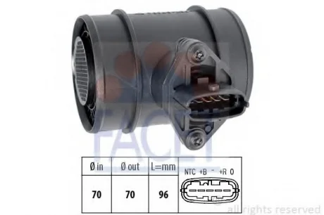 Витратомір повітря Combo 1.3-1.7 CDTi 16V 03> Facet FACET 10.1289