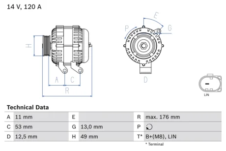 Генератор BOSCH 0 986 082 220