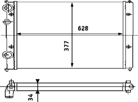 Радіатор 628 mm VW/SEAT Caddy,Polo,Ibiza,Cordoba 1,4-2,0/1,9TDi 93-99 MAHLE / KNECHT ="CR394000S"