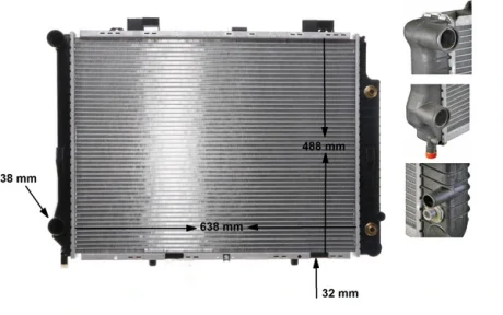 Радіатор 492 mm MERCEDES-BENZ MAHLE / KNECHT ="CR634000S"