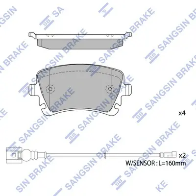 Колодки тормозные задние.) Audi A4 (05-), VW Phaeton (3D) (02-) HI-Q Hi-Q (SANGSIN) SP1818 (фото 1)